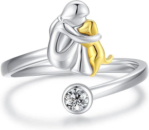 Bague Chien Argent Ajustable