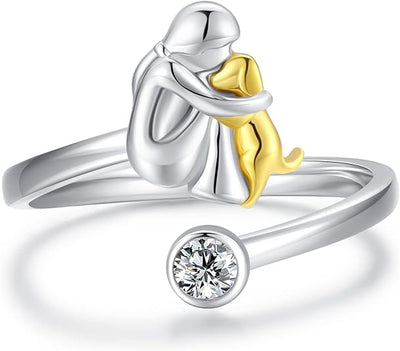 Bague Chien Argent Ajustable