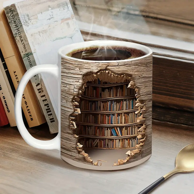 Tasse Bibliothèque Enchantée à Chaleur Révélatrice