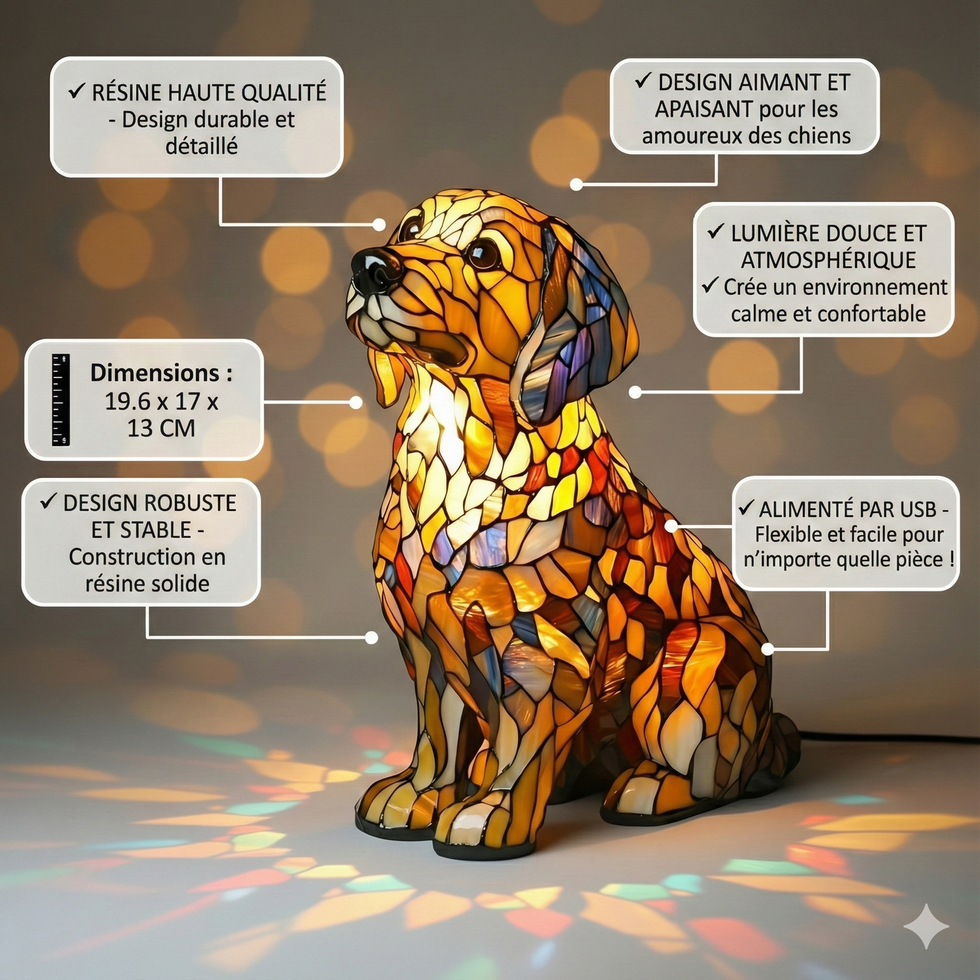 Buddy, Lampe Golden Retriever Radieuse